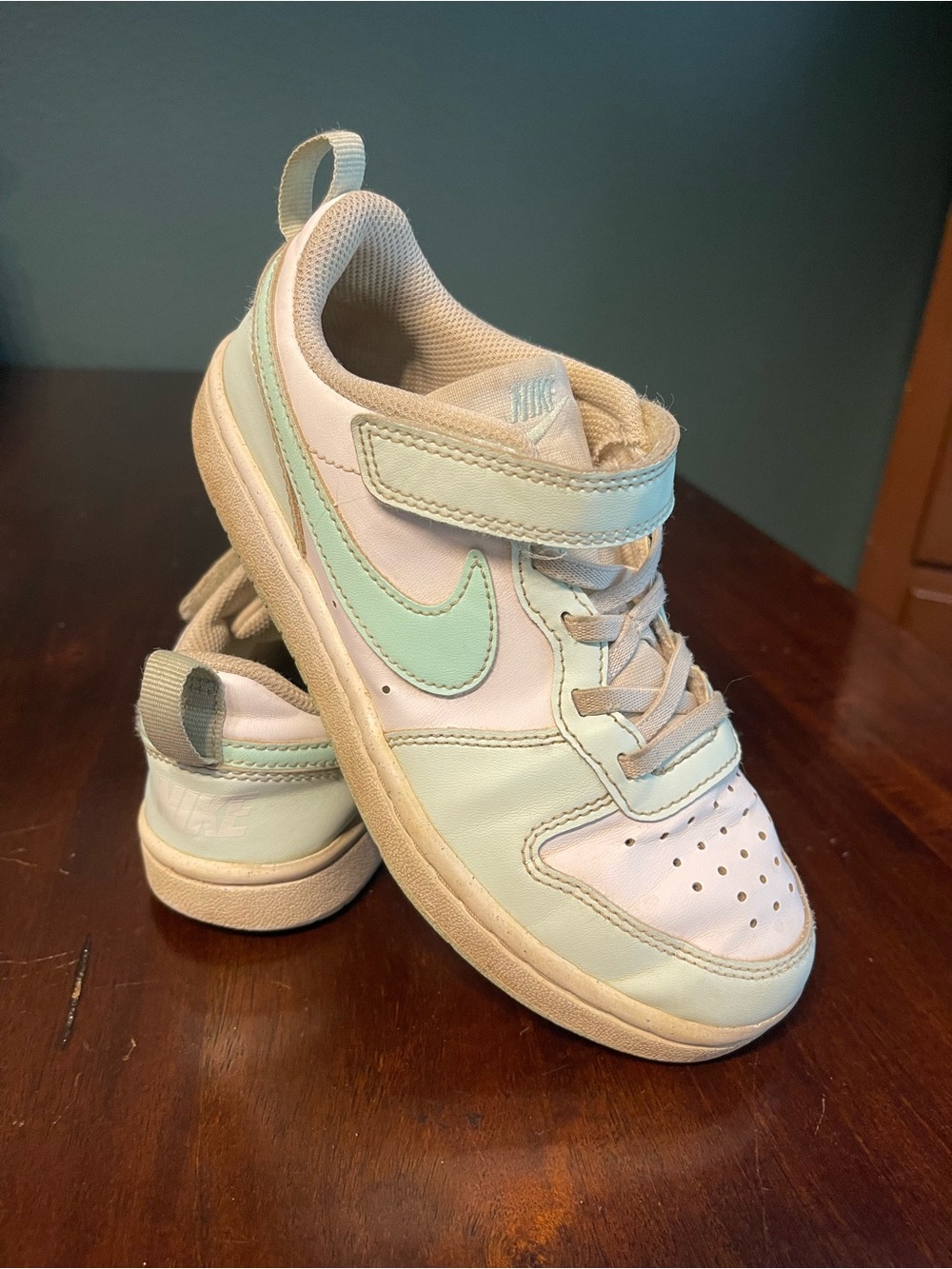 Nike Kids' Mint Green and White Sneaker - Velcro Closure